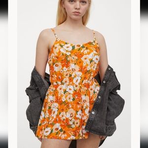 Divided H&M Yellow Floral Romper Playsuit Size Small